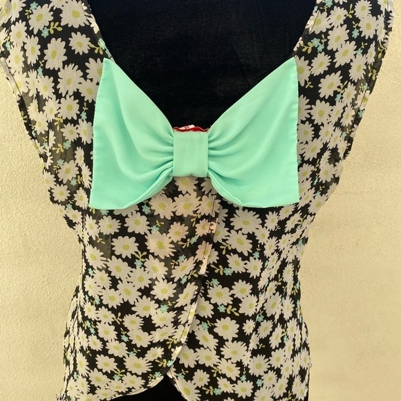 Bongo chiffon sleeveless floral summer top M - Picture 3 of 10